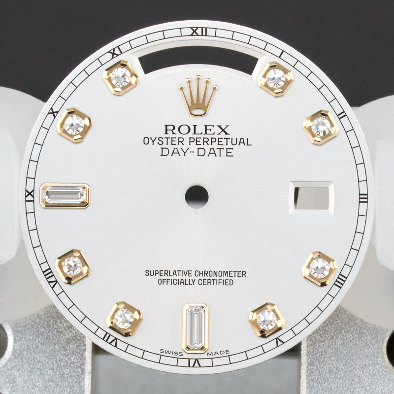 Rolex Day-Date, 18238/118238, Silver Big Diamond dial, Swiss Made