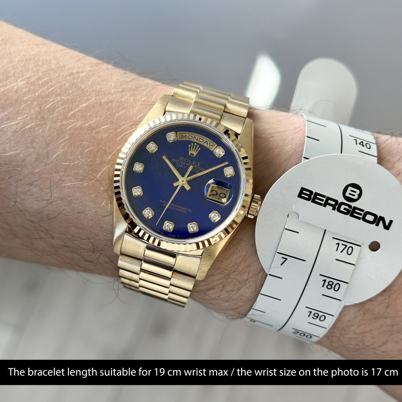 Rolex Day Date President, 18238, 36mm, 1991, Yellow gold, Lapis Lazuli Diamond dial, Fullset, 1y warranty