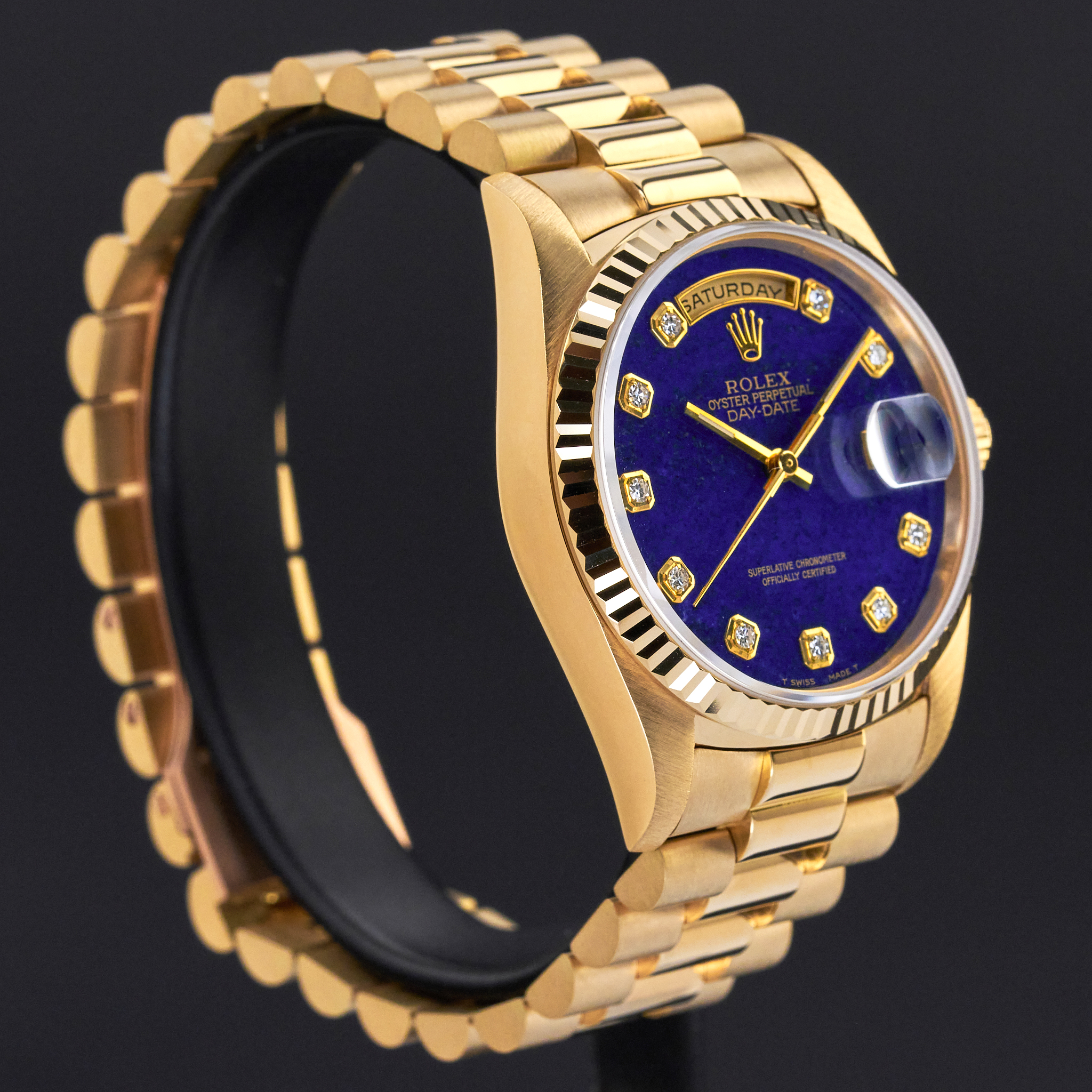 Rolex Day Date President, 18238, 36mm, 1991, Yellow gold, Lapis Lazuli Diamond dial, Fullset, 1y warranty