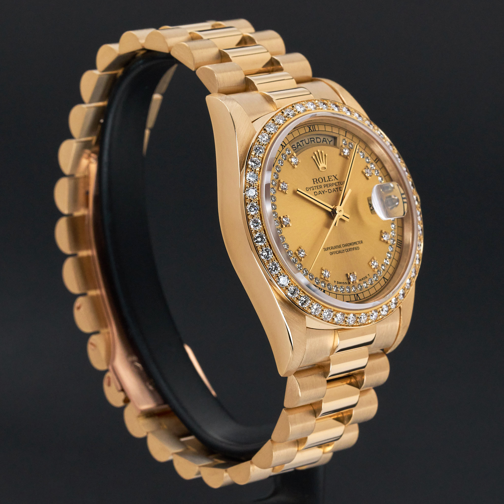 Rolex Day Date President, 18348, 36mm, 1995, Yellow gold, Champagne String Diamond dial, Fullset, 1y warranty