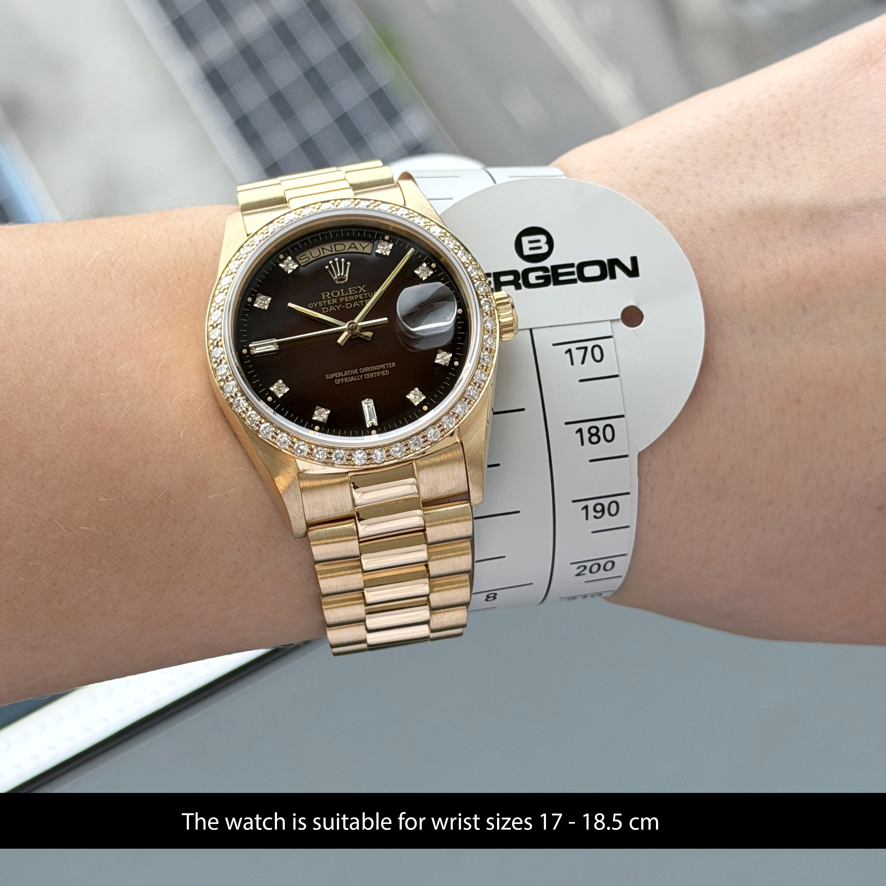 Rolex Day Date President, 18048, 36mm, 1986, Brown Vignette Small Diamond dial, Fullset, 1y warranty