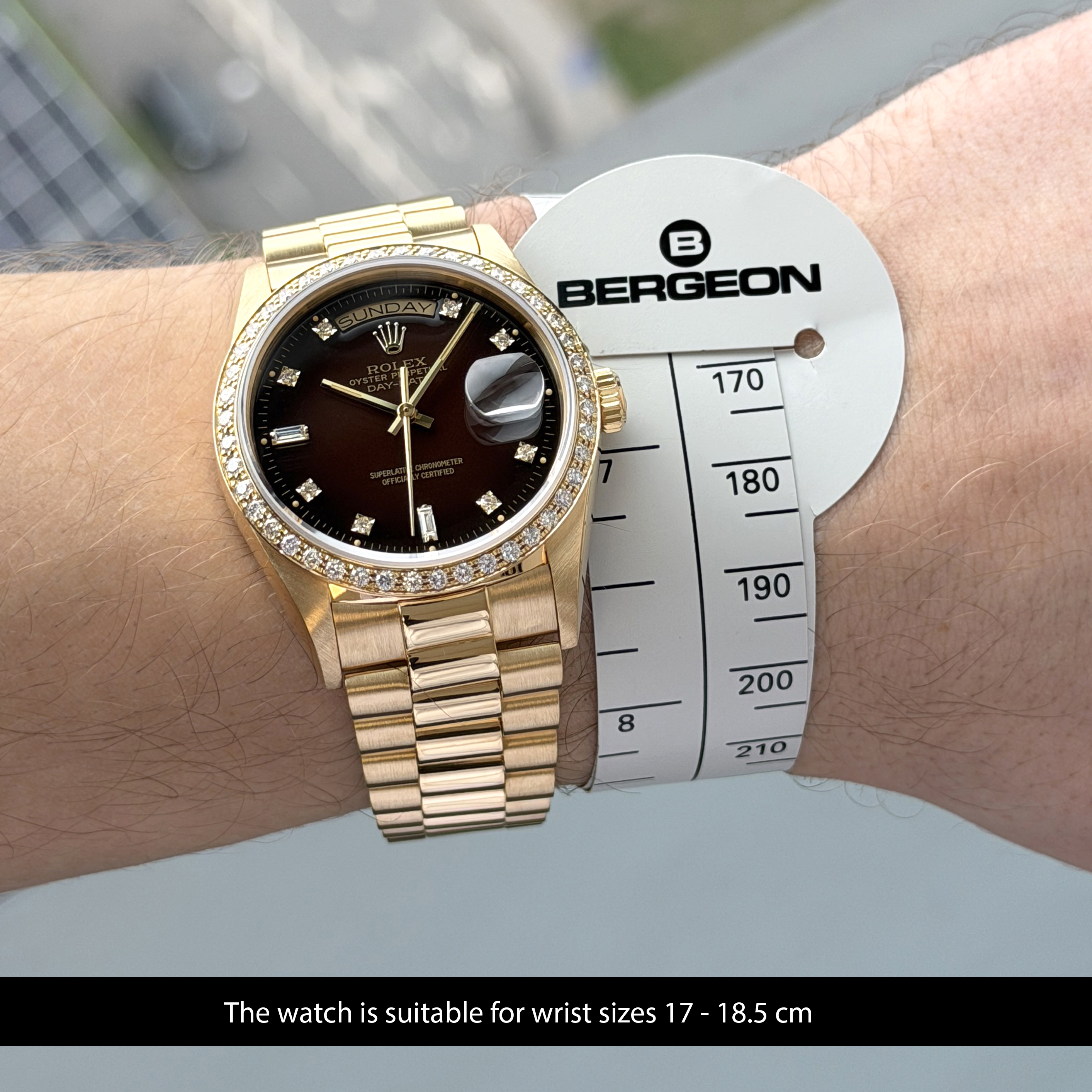 Rolex Day Date President, 18048, 36mm, 1986, Brown Vignette Small Diamond dial, Fullset, 1y warranty