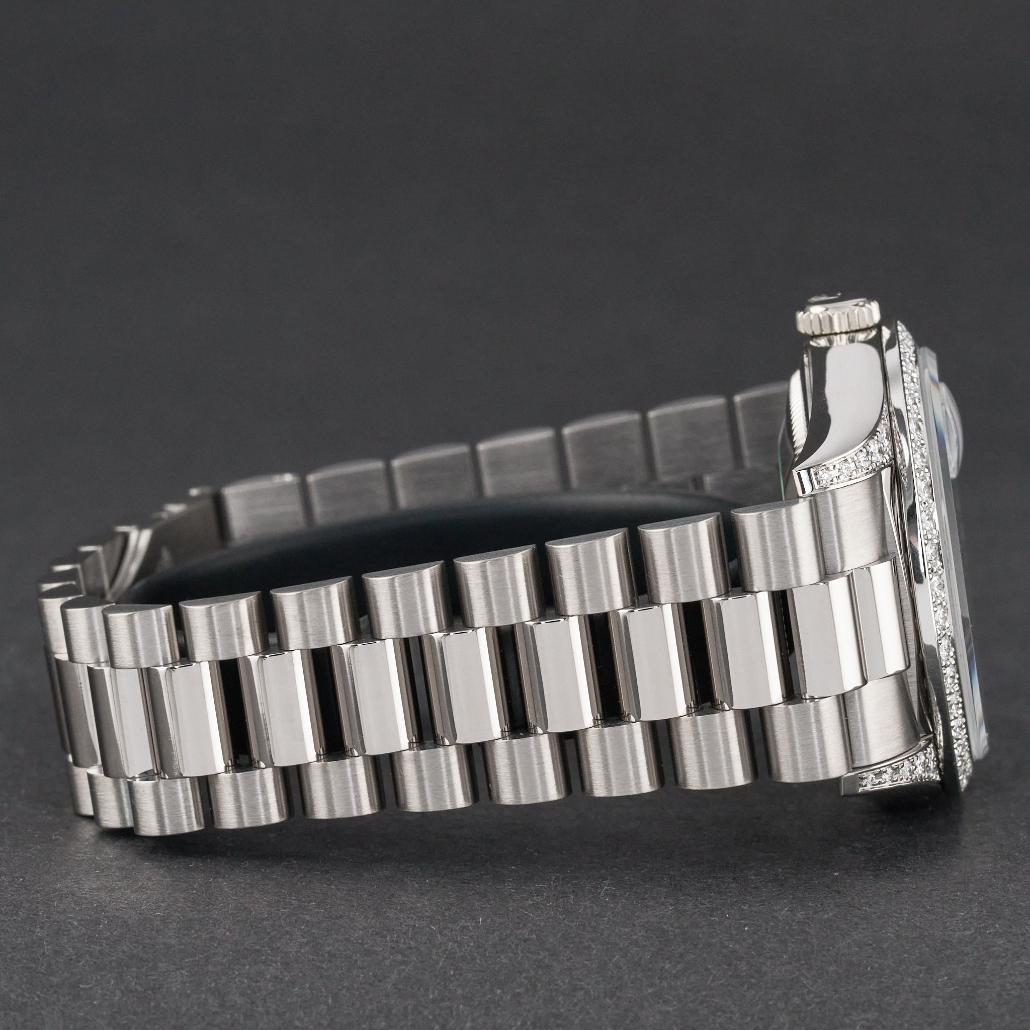 Rolex Day Date President, 18389, 36mm, 1995, White gold, Silver Myriad Diamond Arabic dial, Fullset, 1y warranty