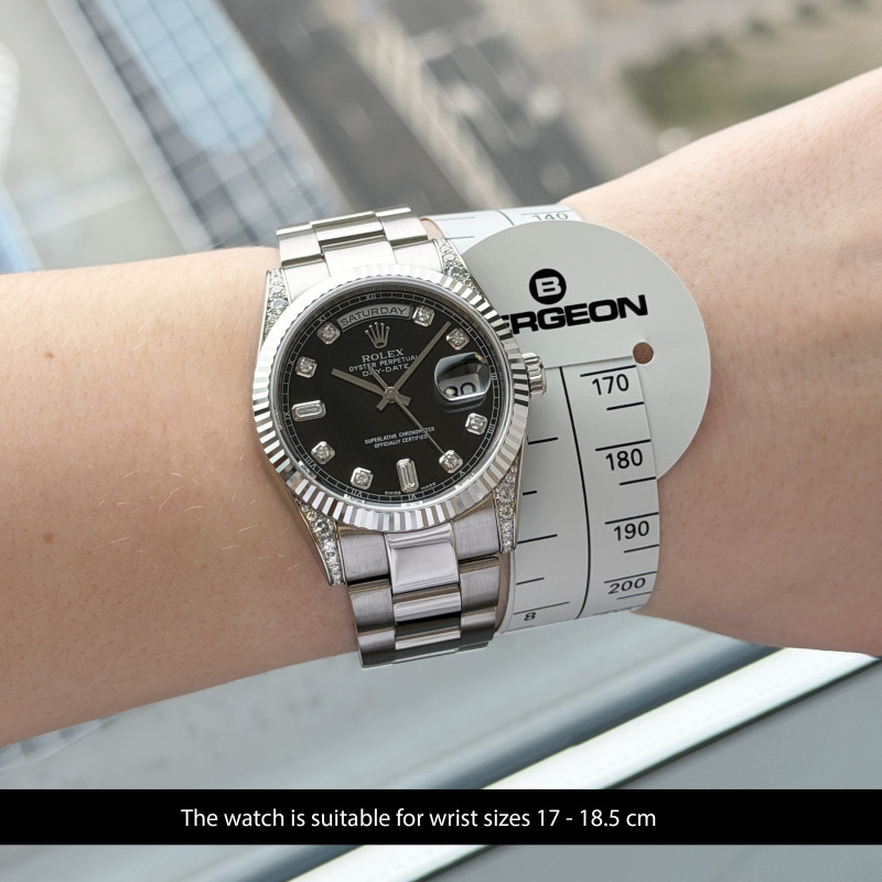 Rolex Day Date, 118339, 36mm, 2009, White gold, Black Diamond dial, Fullset, 1y warranty