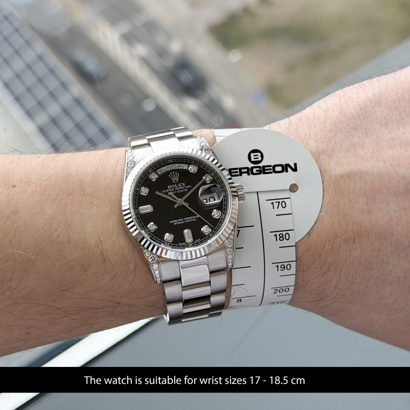 Rolex Day Date, 118339, 36mm, 2009, White gold, Black Diamond dial, Fullset, 1y warranty