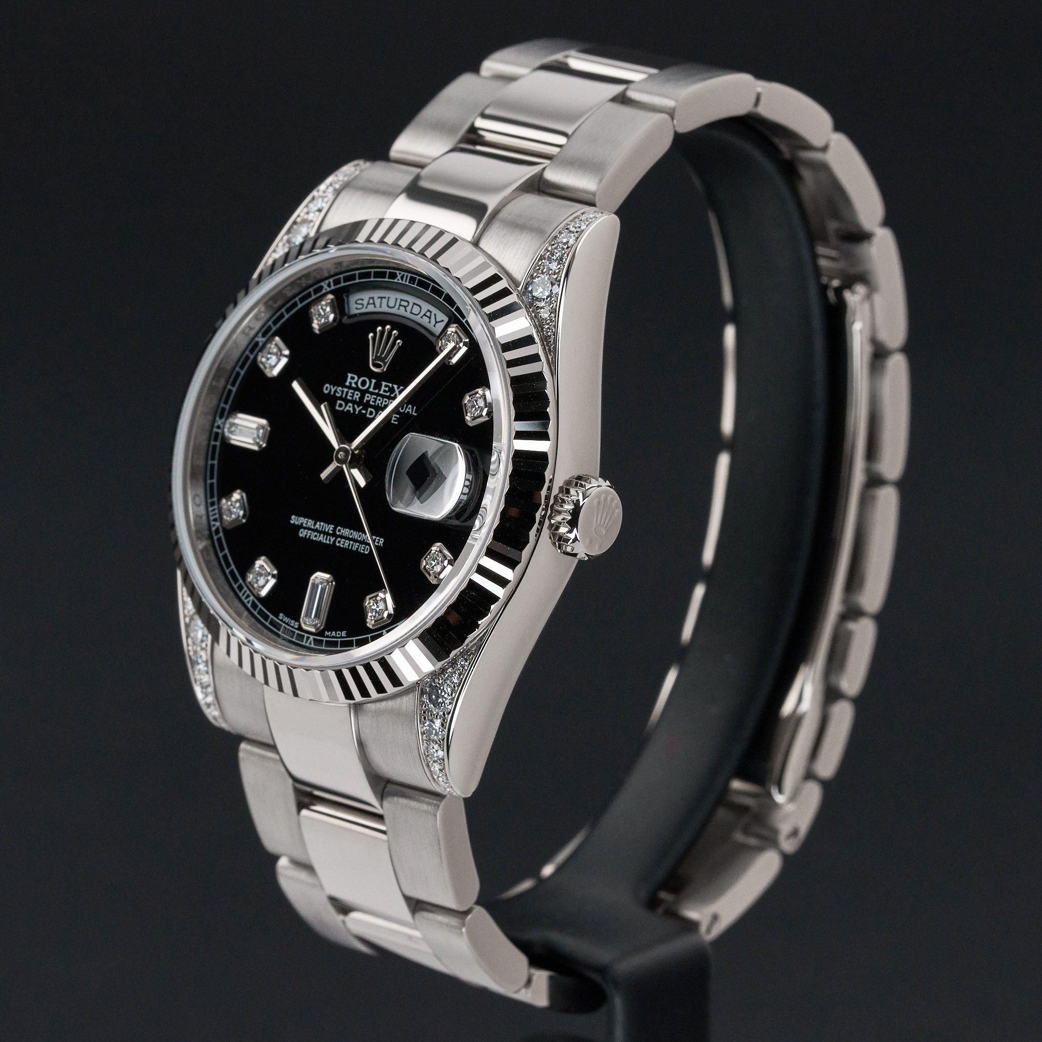 Rolex Day Date, 118339, 36mm, 2009, White gold, Black Diamond dial, Fullset, 1y warranty