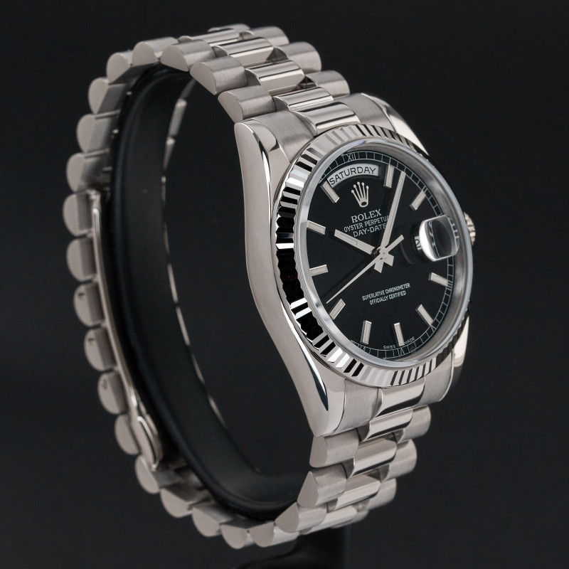 Rolex Day Date President, 118239, 36mm, 2002, White gold, Black dial, Fullset, 1y warranty