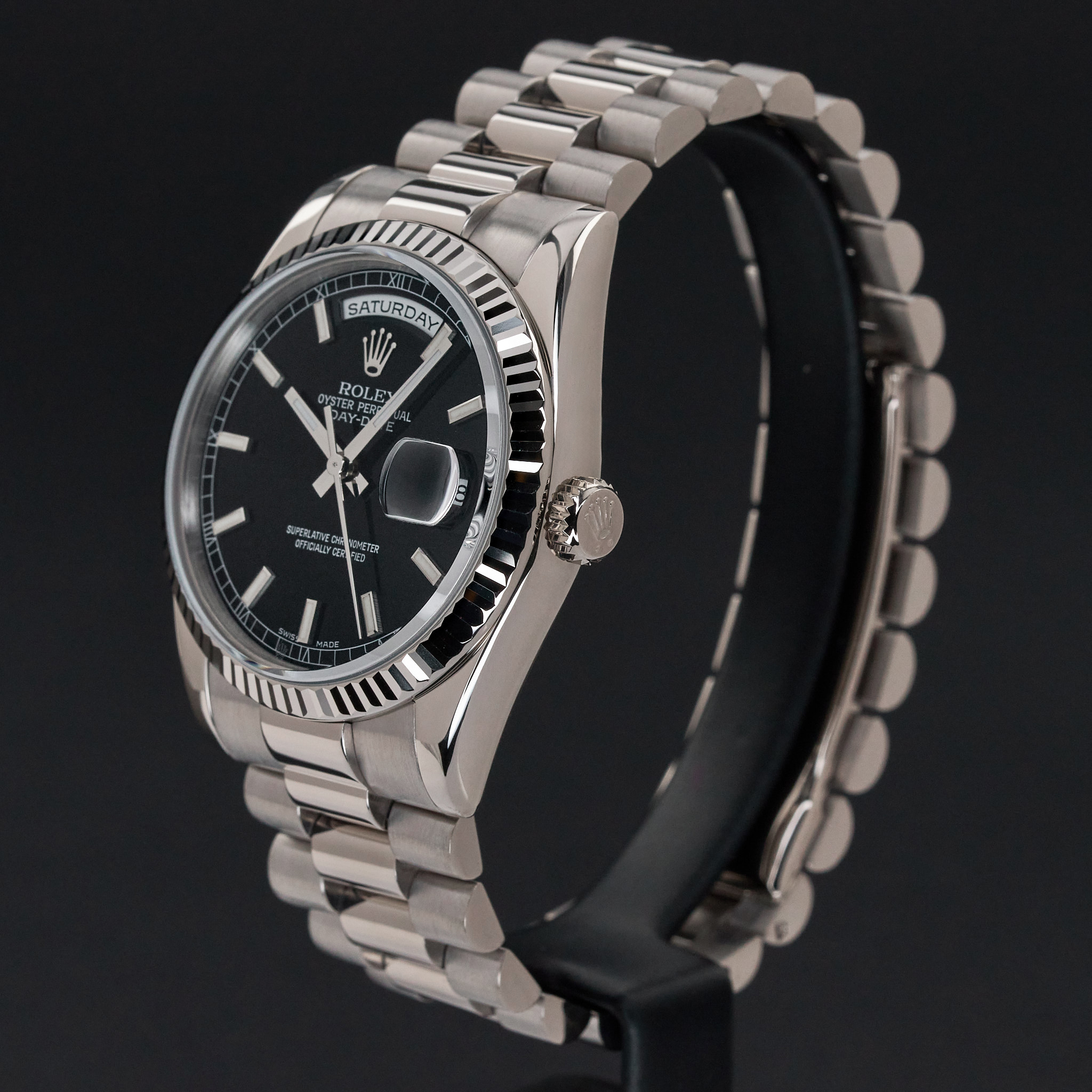 Rolex Day Date President, 118239, 36mm, 2002, White gold, Black dial, Fullset, 1y warranty