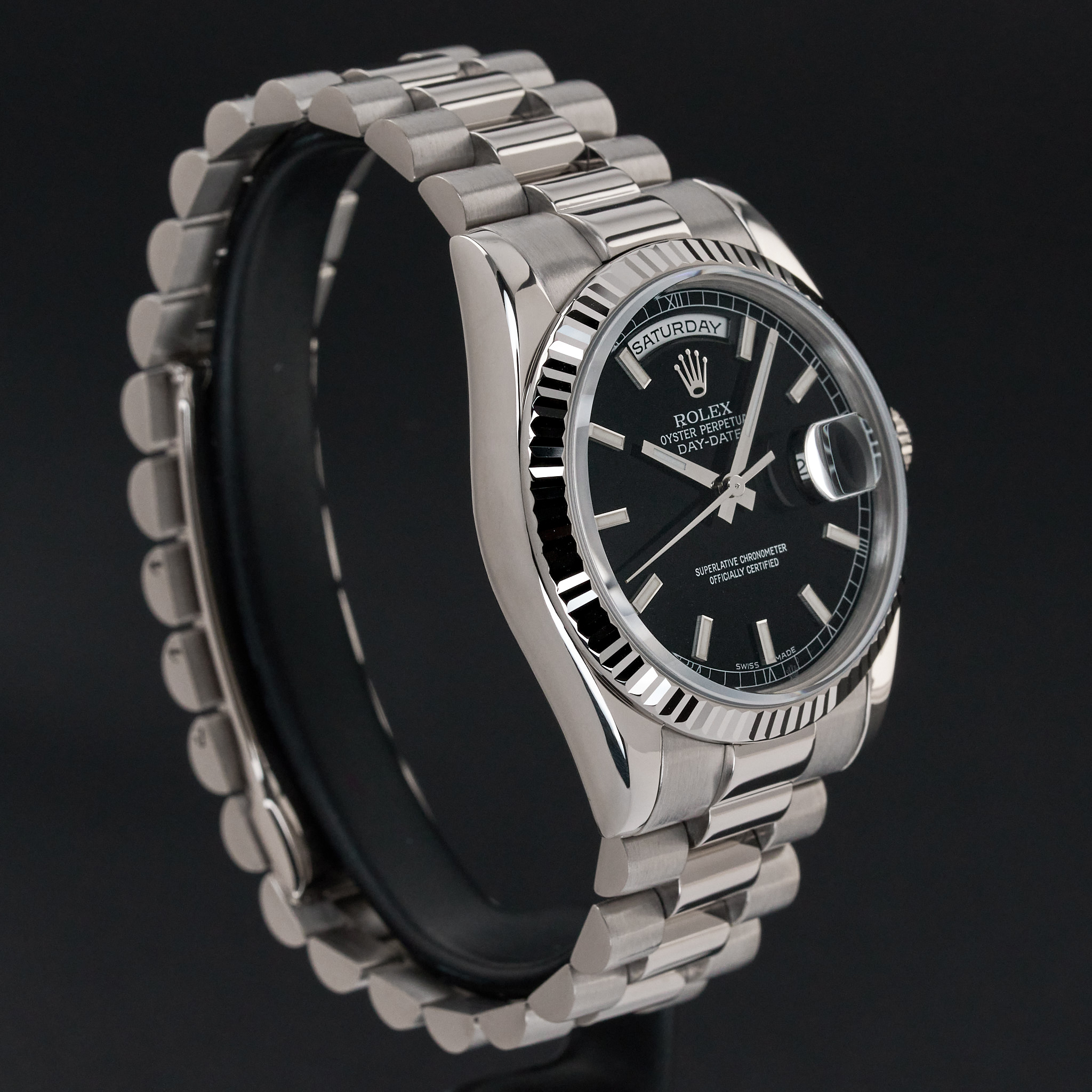 Rolex Day Date President, 118239, 36mm, 2002, White gold, Black dial, Fullset, 1y warranty