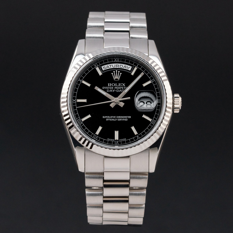 Rolex Day Date President, 118239, 36mm, 2002, White gold, Black dial, Fullset, 1y warranty