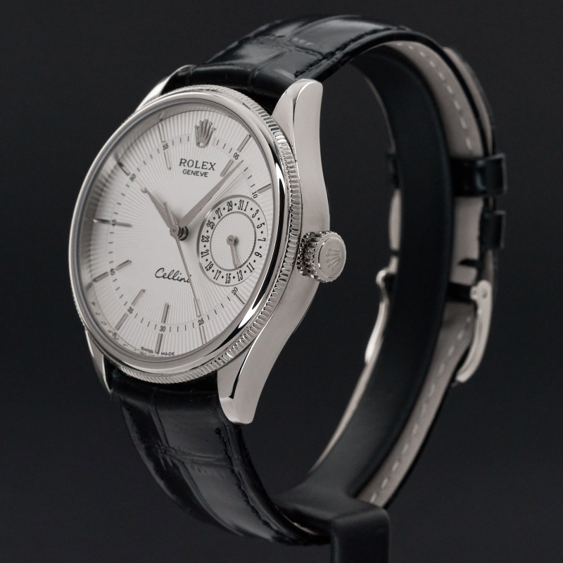 Rolex Cellini Date, 50519, 39mm, 2016, White gold, Silver Guilloche dial, Fullset, 1y warranty
