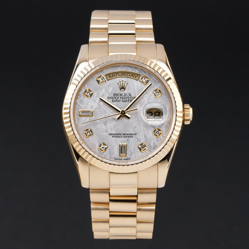 Rolex Day Date President, 118238, 36mm, 2004, Yellow gold, Meteorite Diamond dial, Fullset, 1y warranty