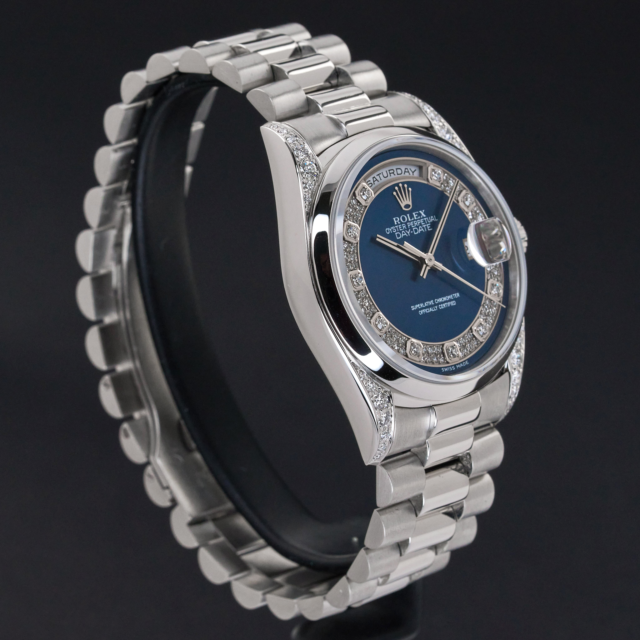 Rolex Day Date President, 18296, 36mm, 1995, Platinum, Blue Myriad Big Diamond dial, Fullset, 1y warranty