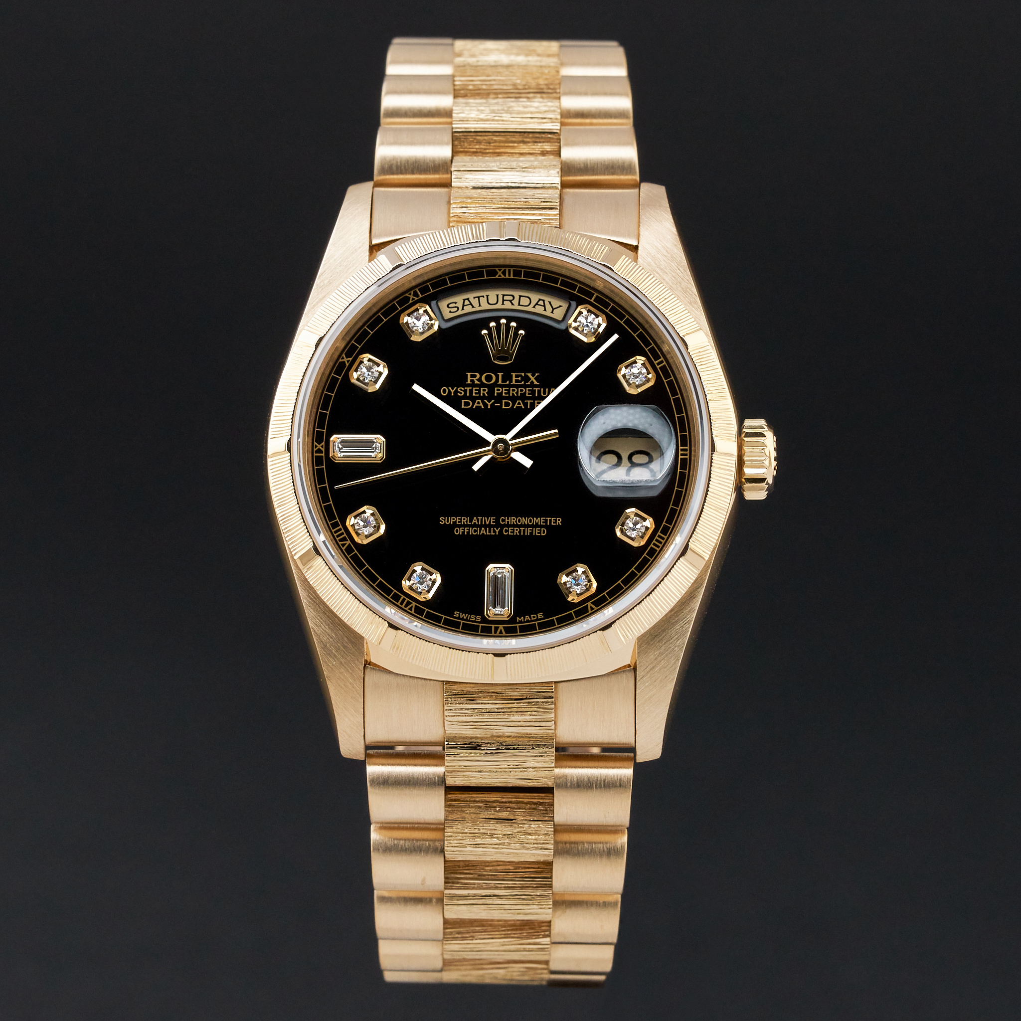 Rolex Day Date President, 18248, 36mm, 1999, Yellow gold, Black Big Diamond dial, Fullset, 1y warranty