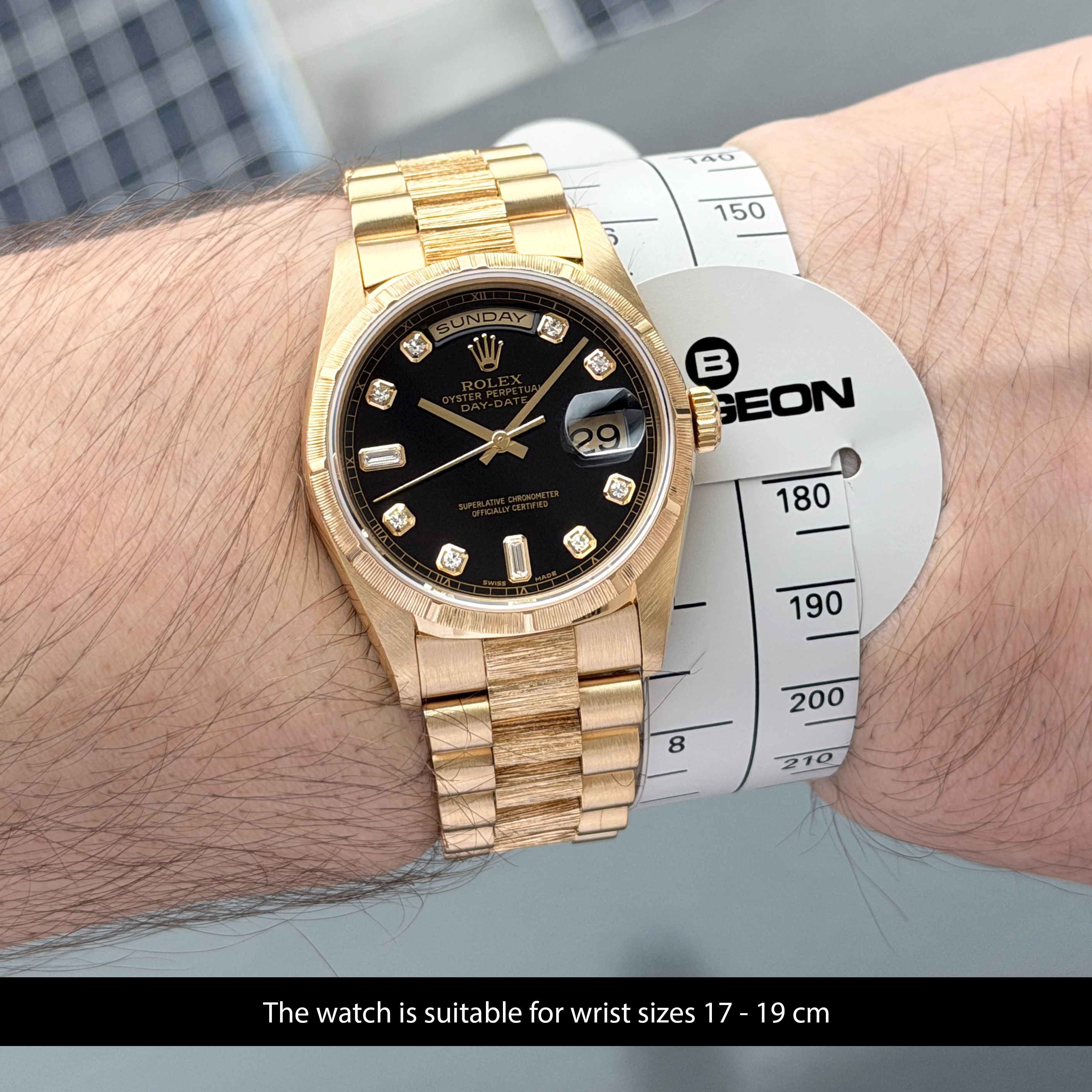Rolex Day Date President, 18248, 36mm, 1999, Yellow gold, Black Big Diamond dial, Fullset, 1y warranty