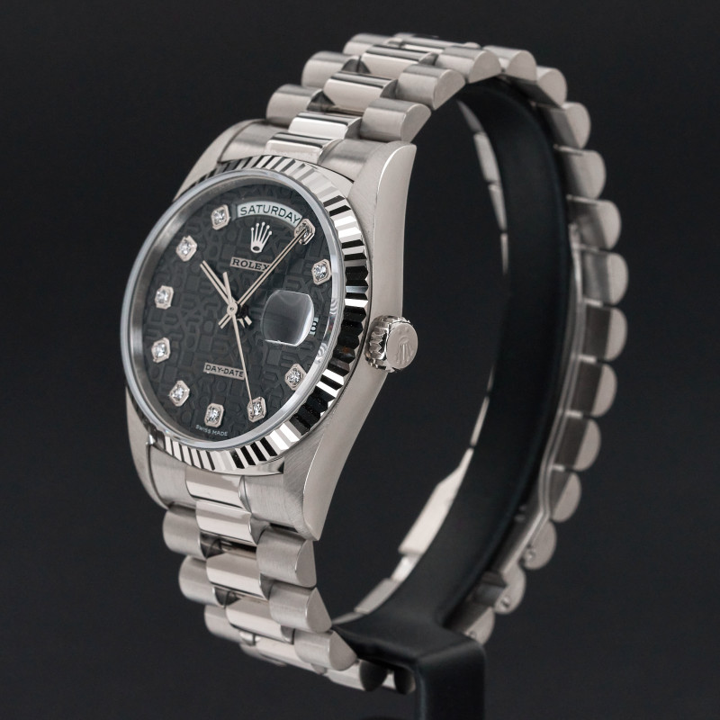 Rolex Day Date President, 18239, 36mm, 1999, White gold, Grey Jubilee Big Diamond dial, Fullset, 1y warranty