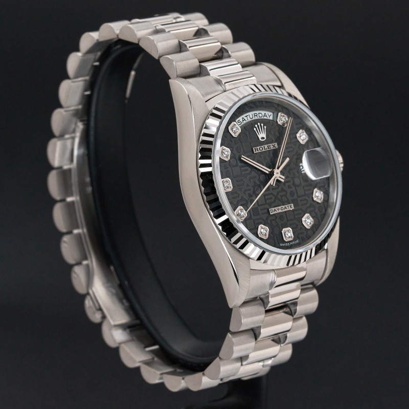 Rolex Day Date President, 18239, 36mm, 1999, White gold, Grey Jubilee Big Diamond dial, Fullset, 1y warranty