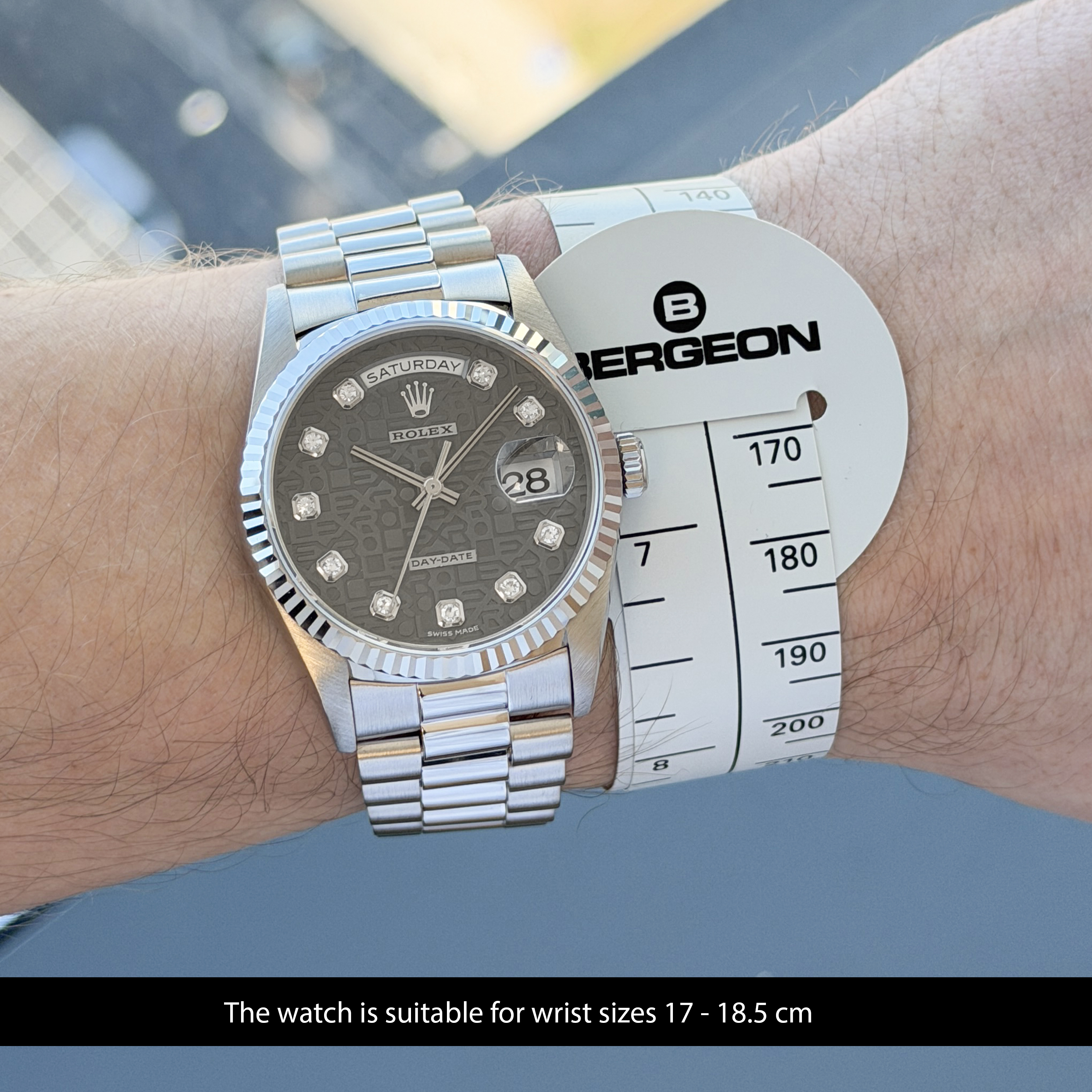 Rolex Day Date President, 18239, 36mm, 1999, White gold, Grey Jubilee Big Diamond dial, Fullset, 1y warranty