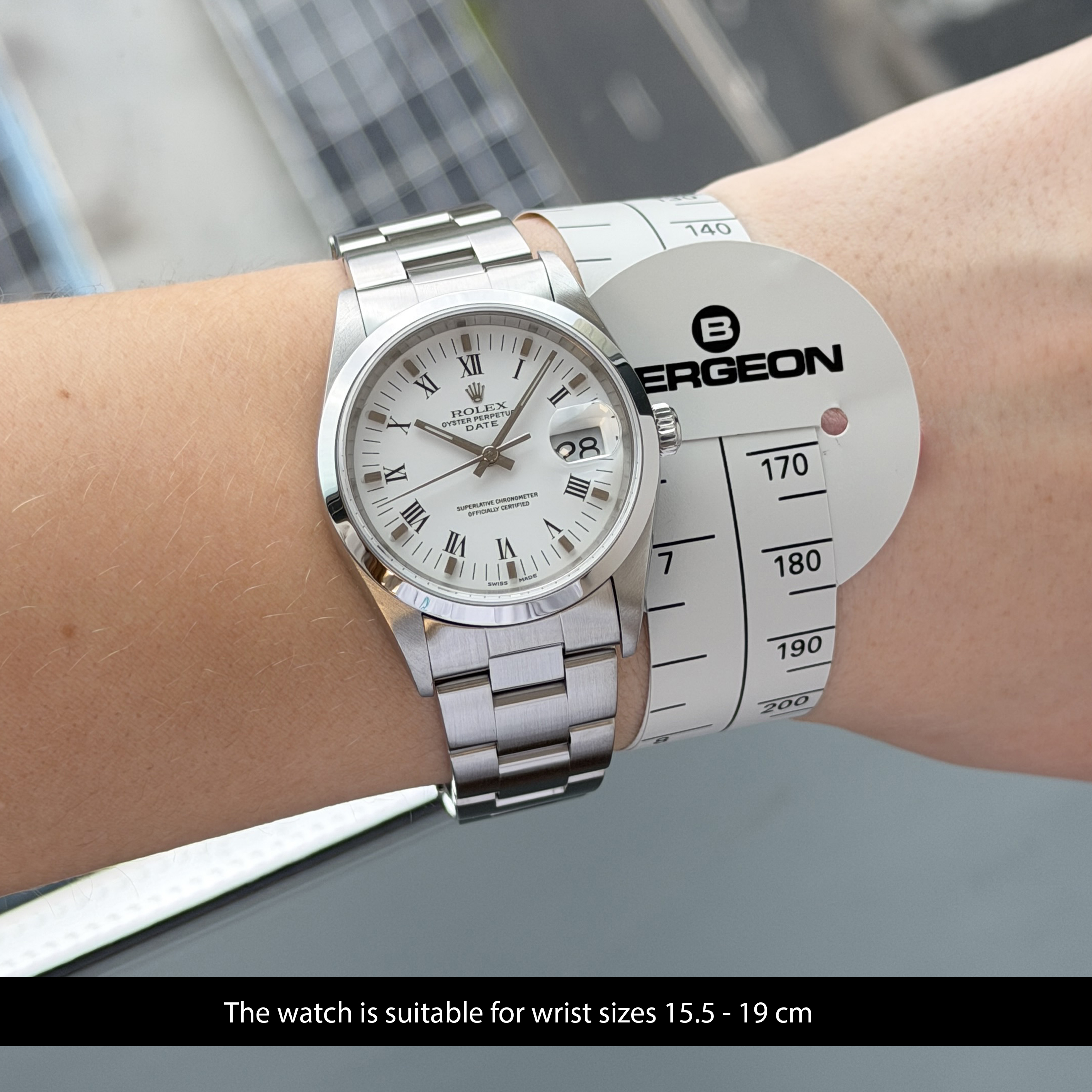 Rolex Oyster Perpetual Date, 15200, 34mm, 2000, Steel, White Roman dial, Fullset, 1y warranty