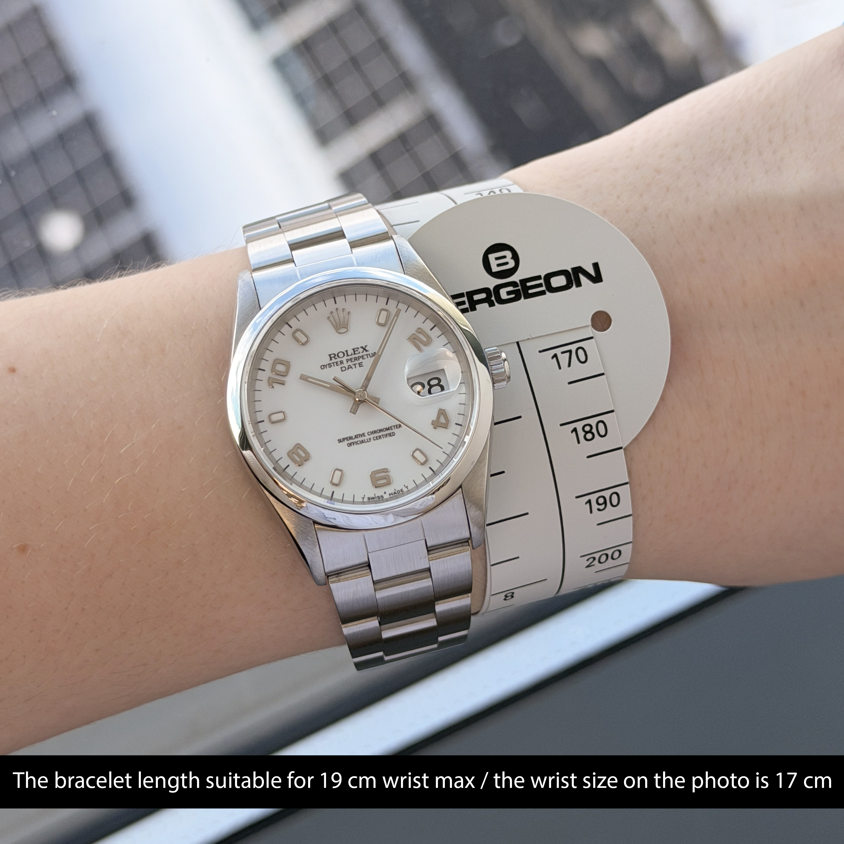 Rolex Oyster Perpetual Date, 15200, 34mm, 1998, Steel, White Arabic dial, Fullset, 1y warranty