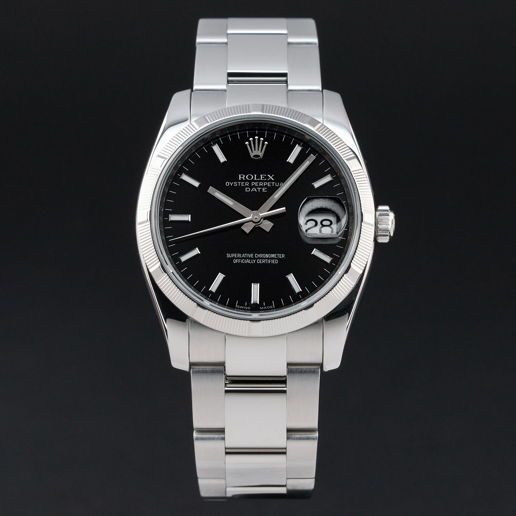 Rolex Oyster Perpetual Date, 115210, 34mm, 2008, Steel, Black dial, Fullset, 1y warranty