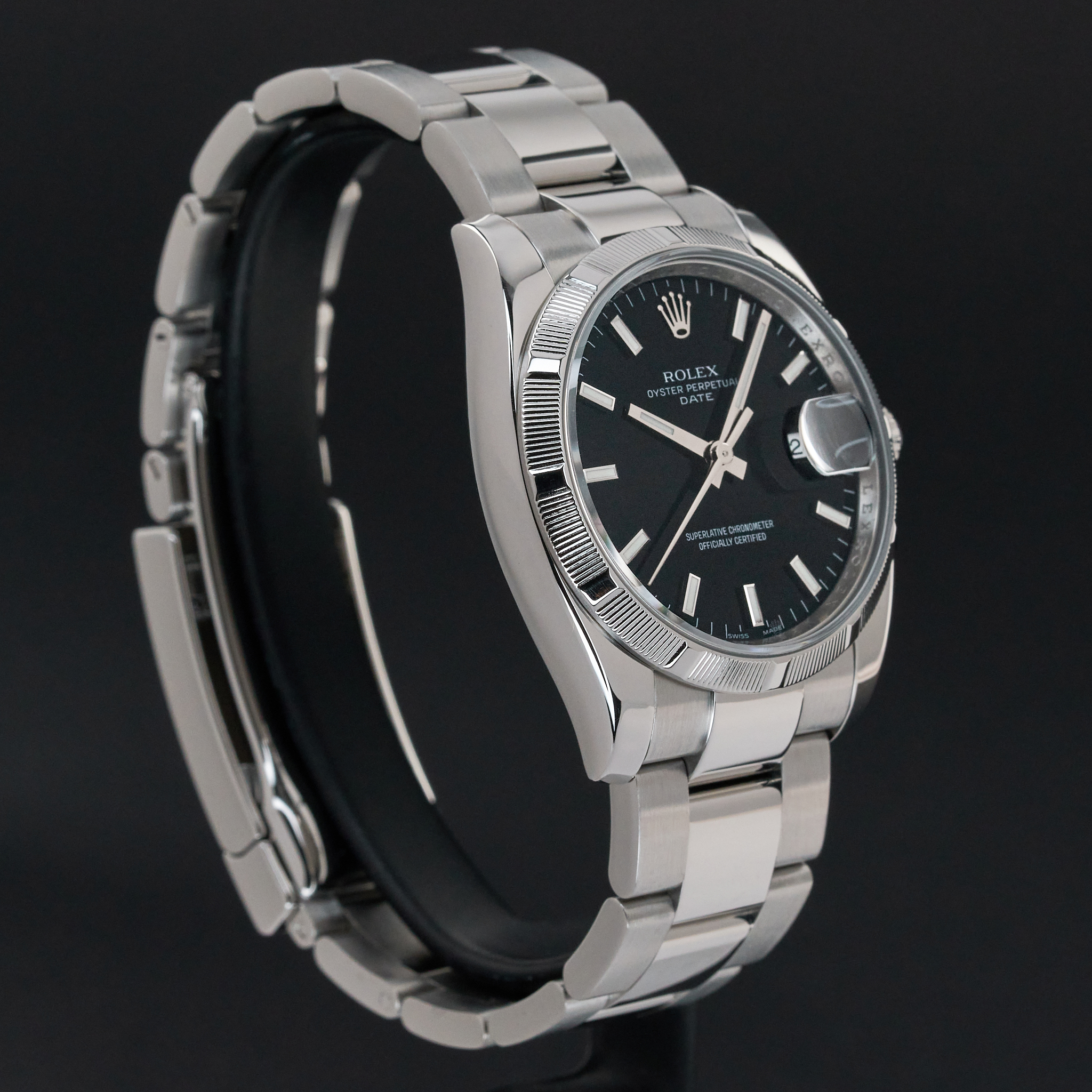 Rolex Oyster Perpetual Date, 115210, 34mm, 2008, Steel, Black dial, Fullset, 1y warranty