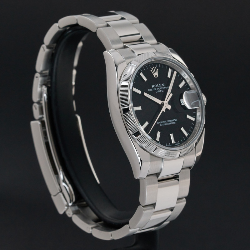 Rolex Oyster Perpetual Date, 115210, 34mm, 2008, Steel, Black dial, Fullset, 1y warranty