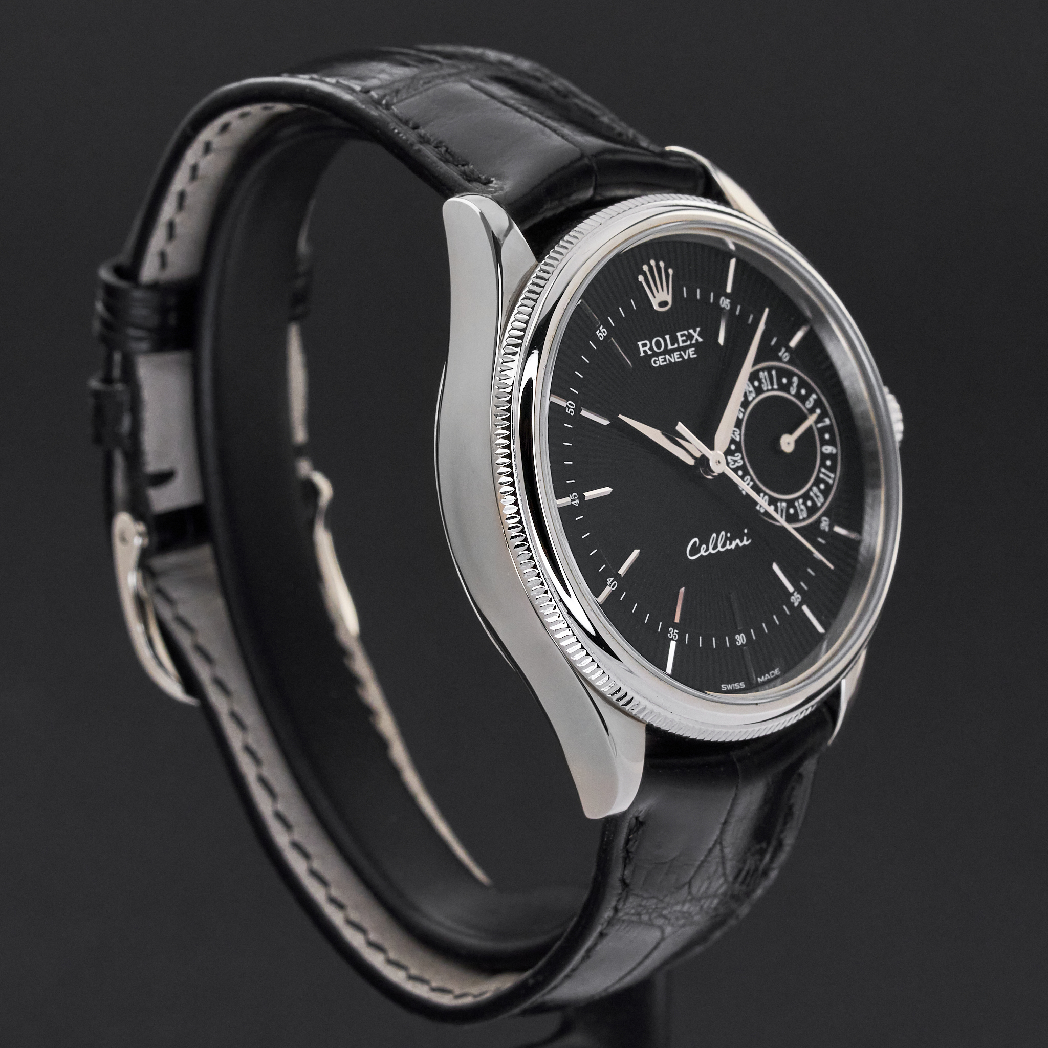 Rolex Cellini Date, 50519, 39mm, 2016, White Gold, Black Guilloche dial, Fullset, 1y warranty