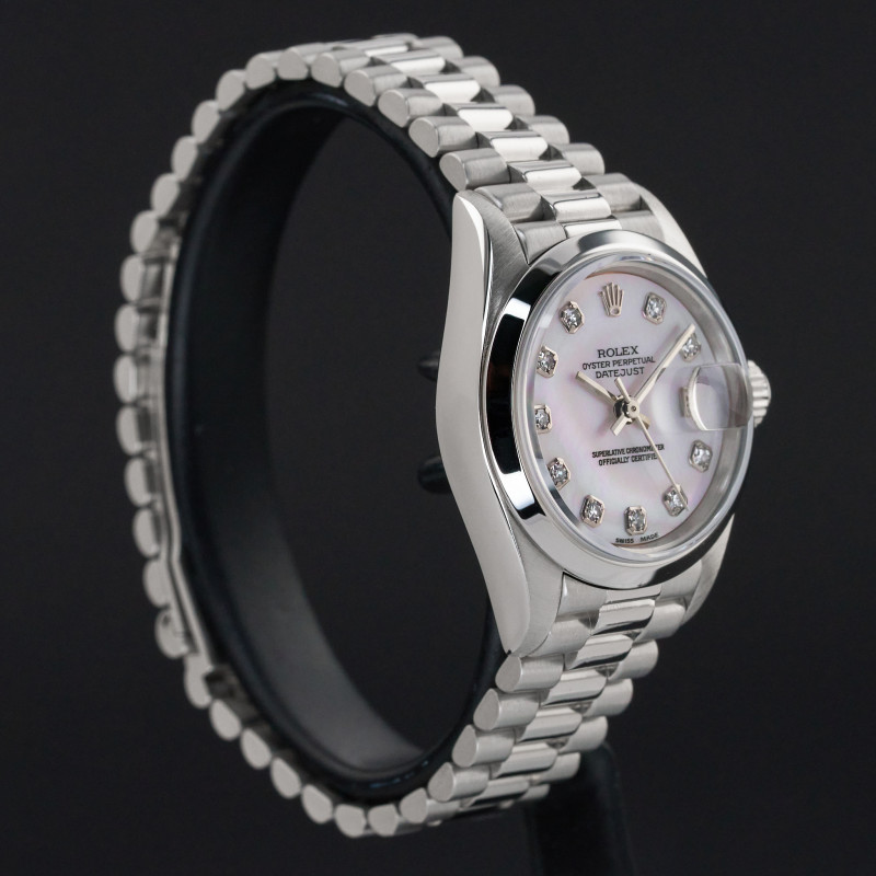 Rolex Lady Datejust, 69166, 26mm, 1989, Platinum, MOP Big Diamond dial, Box, 1y warranty