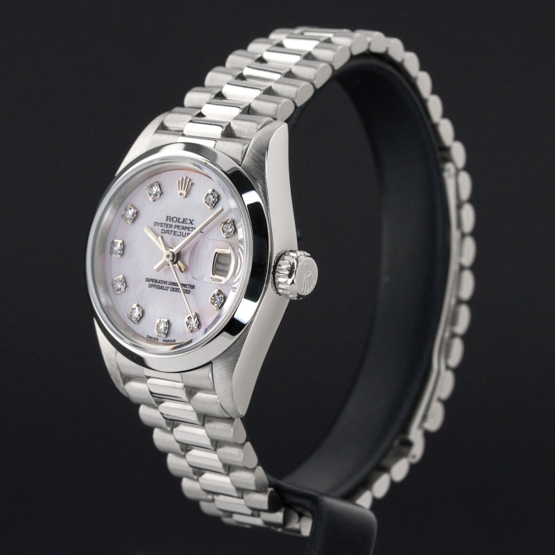 Rolex Lady Datejust, 69166, 26mm, 1989, Platinum, MOP Big Diamond dial, Box, 1y warranty