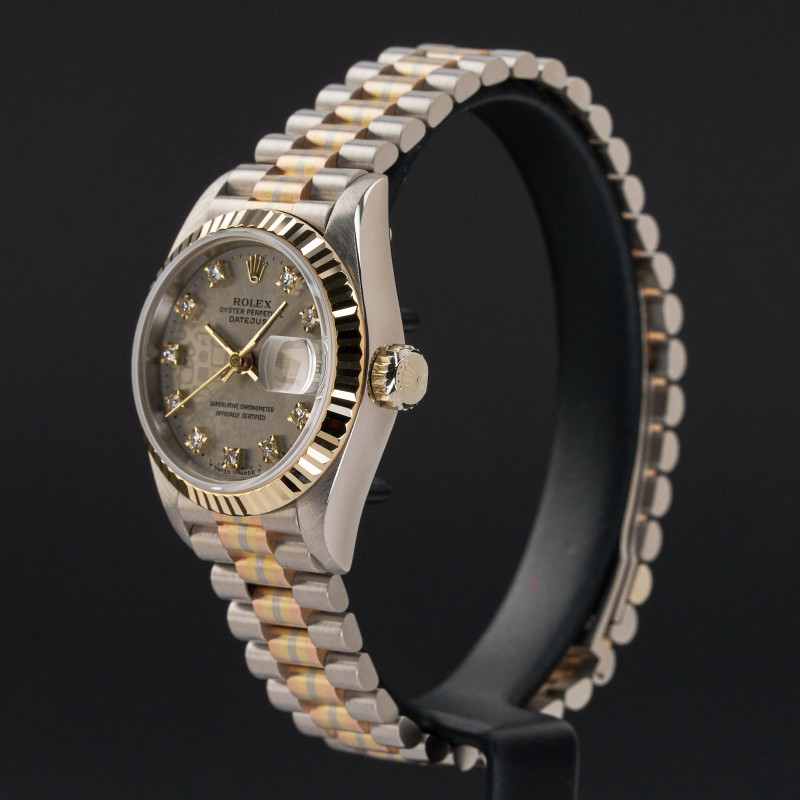 Rolex Lady Datejust, Rare TRIDOR, 69179, 26mm, 1989, Grey Jubilee Small Diamond dial, Fullset, 1y warranty
