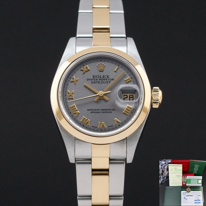 Rolex Lady Datejust, 79163, 26mm, 2001, Two-Tone, Grey Roman dial, Fullset, 1y warranty