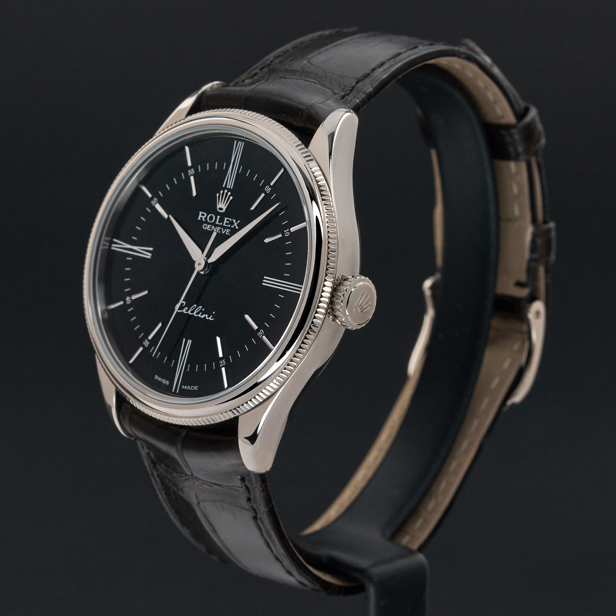 Rolex Cellini Time, 50509, 39mm, 2018, White gold, Black Roman dial, Fullset, 1y warranty