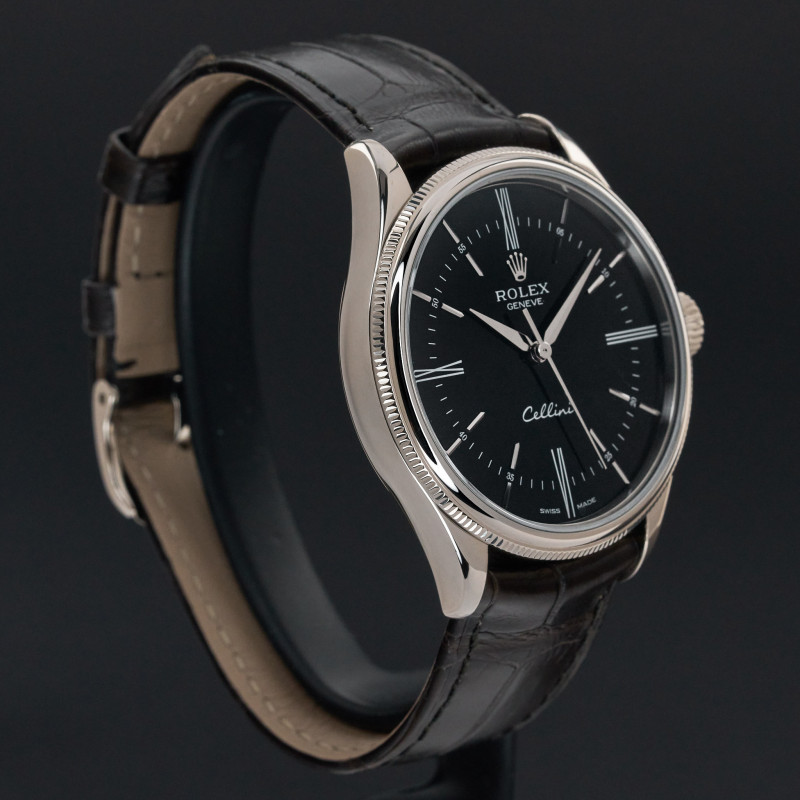 Rolex Cellini Time, 50509, 39mm, 2018, White gold, Black Roman dial, Fullset, 1y warranty