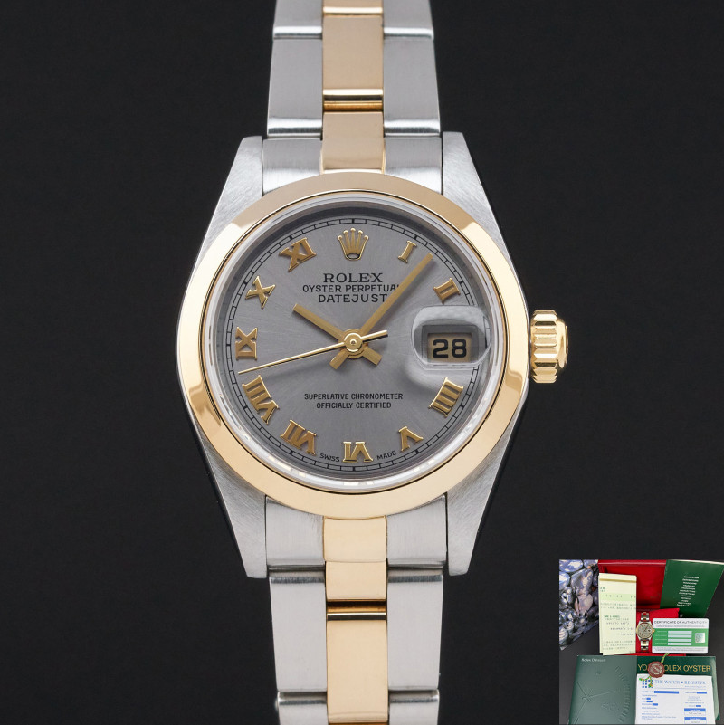 Rolex Lady Datejust, 79163, 26mm, 2000, Two-Tone, Grey Roman dial, Fullset, 1y warranty