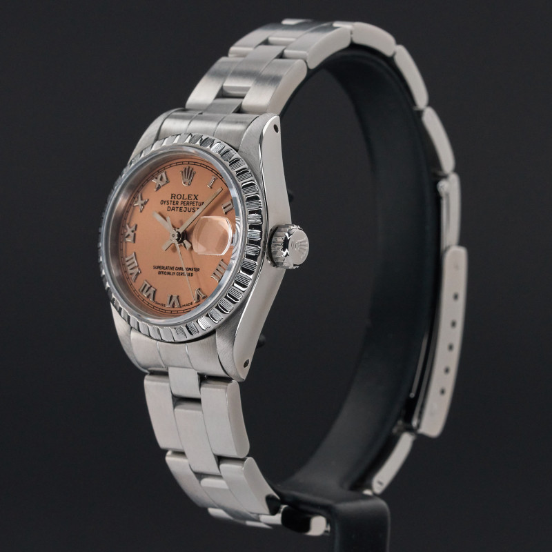 Rolex Oyster Perpetual Lady Date, 69240, 26mm, 1991, Steel, Salmon Roman dial, Fullset, 1y warranty