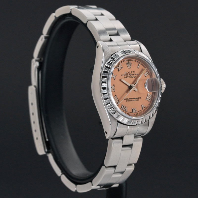 Rolex Oyster Perpetual Lady Date, 69240, 26mm, 1991, Steel, Salmon Roman dial, Fullset, 1y warranty