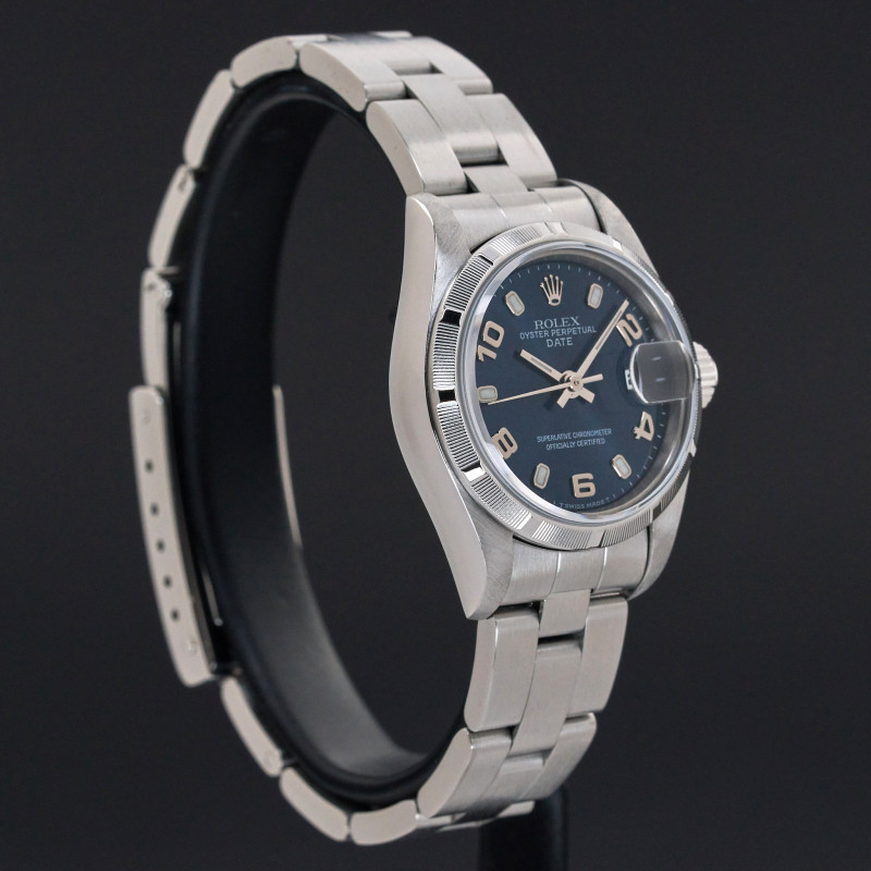 Rolex Oyster Perpetual Lady Date, 69190, 26mm, 1999, Steel, Blue Arabic dial, Fullset, 1y warranty