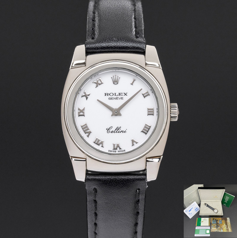Rolex Cellini Cestello, 5310, 26mm, 2001, White gold, White Roman dial, Fullset, 1y warranty