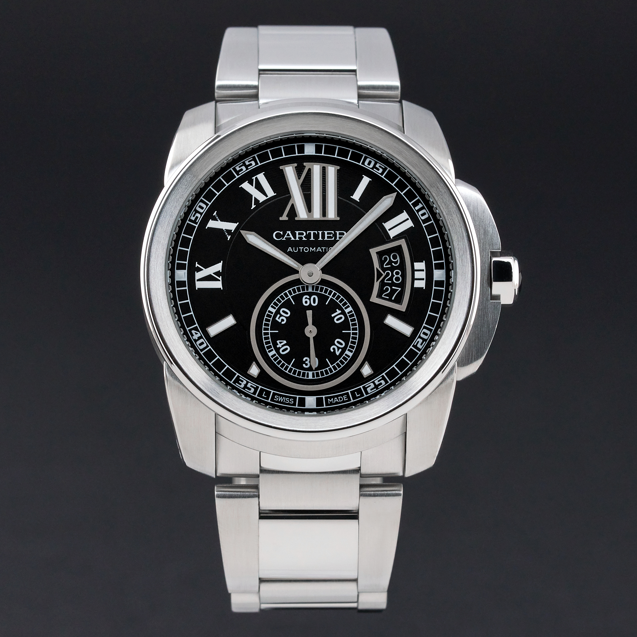 Cartier Calibre de Cartier, W7100016, 42mm, 2012, Steel, Black Roman dial, Fullset, 1y warranty