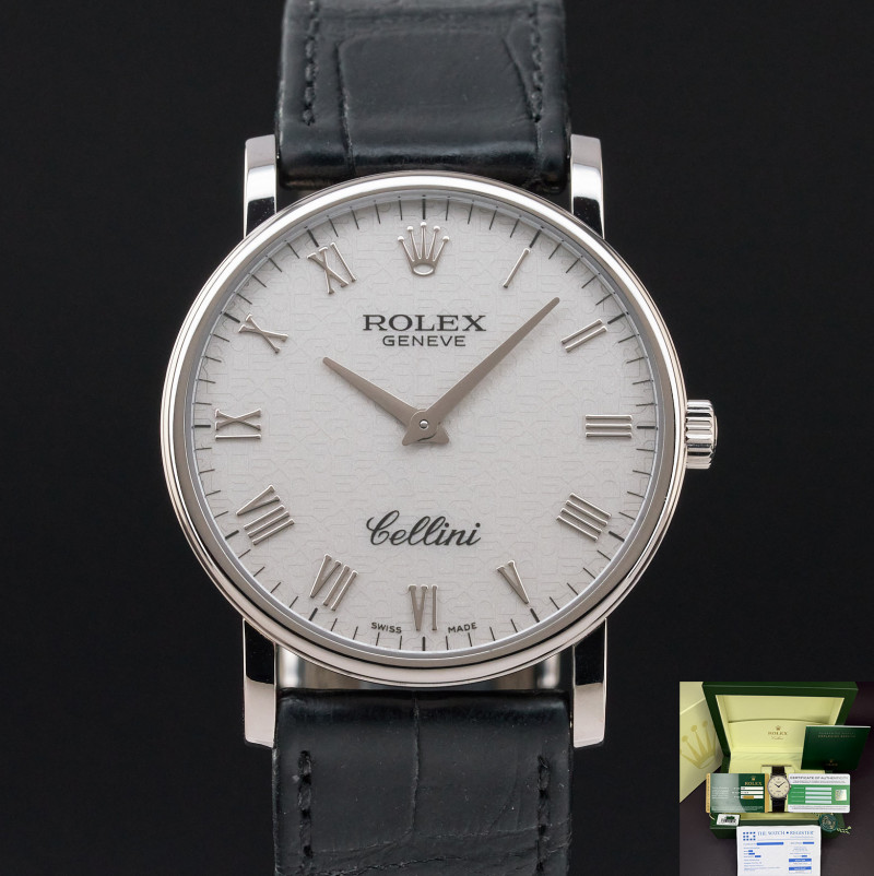 Rolex Cellini, 5115, 32mm, White gold, Silver Jubilee Roman dial, Fullset, 1 y warranty