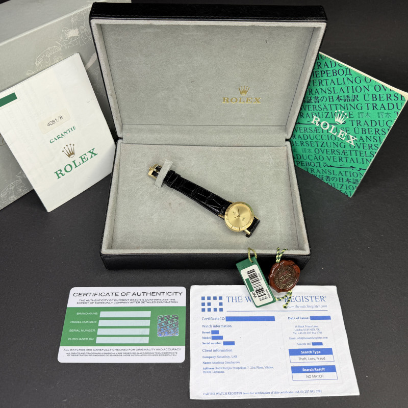 Rolex Cellini, 4081, 25mm, 1995, Yellow gold, Champagne dial, Fullset, 1y warranty
