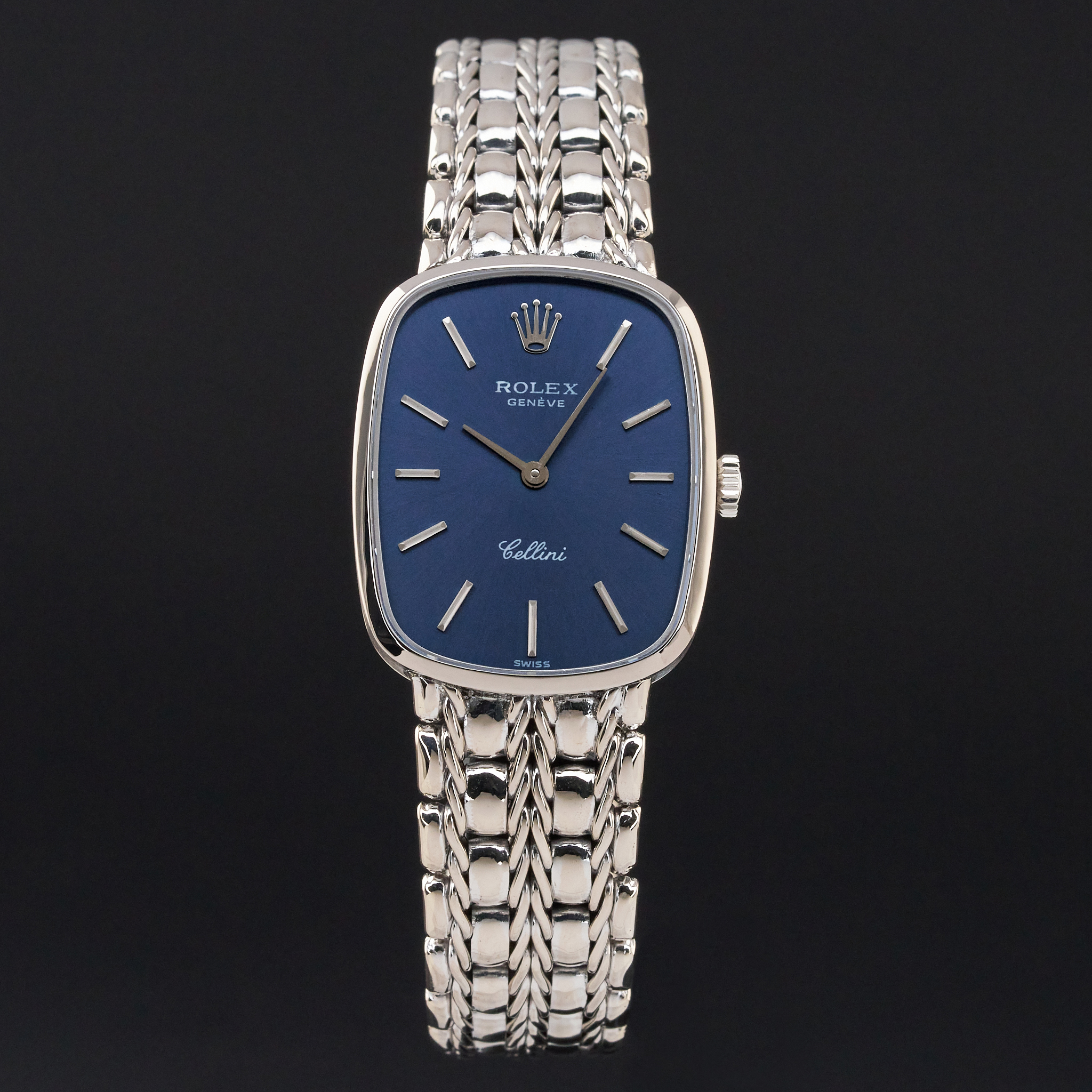 Rolex Cellini, 4111, 25mm, 1976, White gold, Blue dial, Fullset, 1y warranty