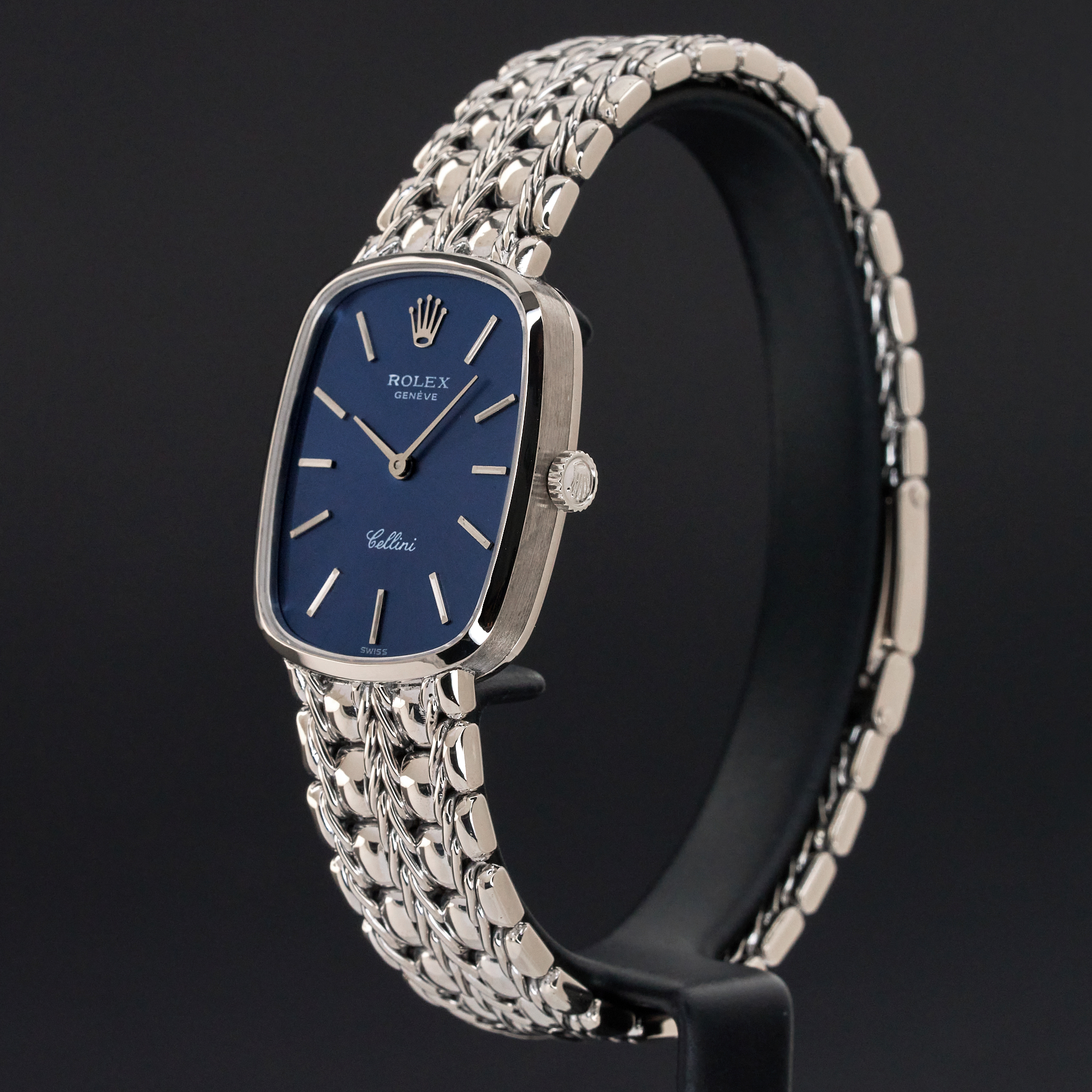 Rolex Cellini, 4111, 25mm, 1976, White gold, Blue dial, Fullset, 1y warranty