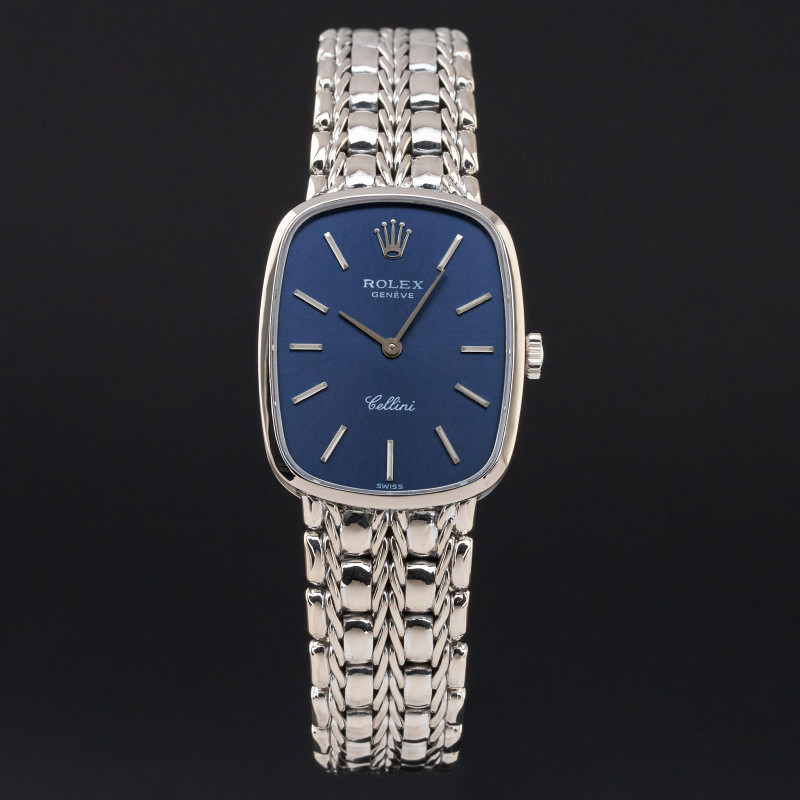 Rolex Cellini, 4111, 25mm, 1976, White gold, Blue dial, Fullset, 1y warranty