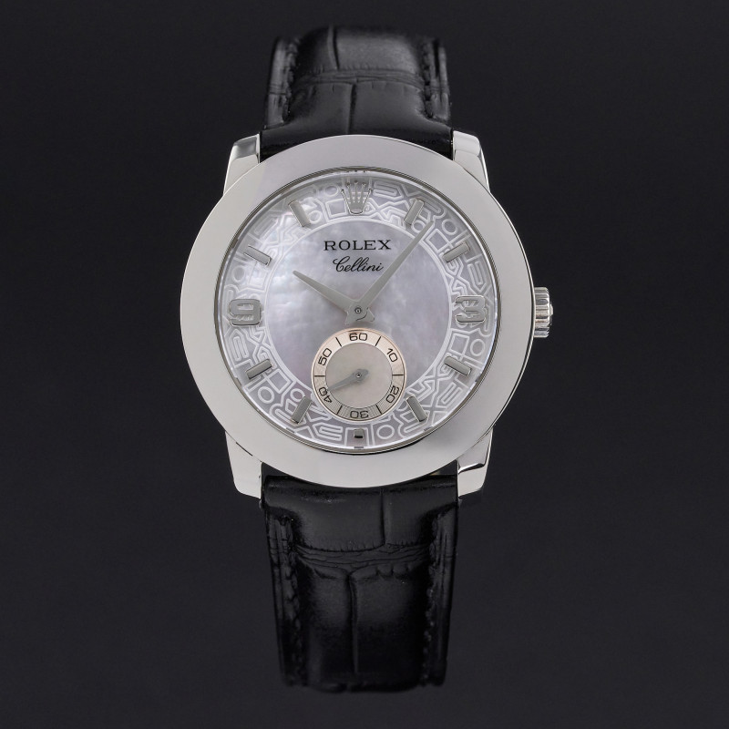 Rolex Cellini Cellinium, 5240, 35mm, 2005, Platinum, MOP Arabic dial, Fullset, 1y warranty