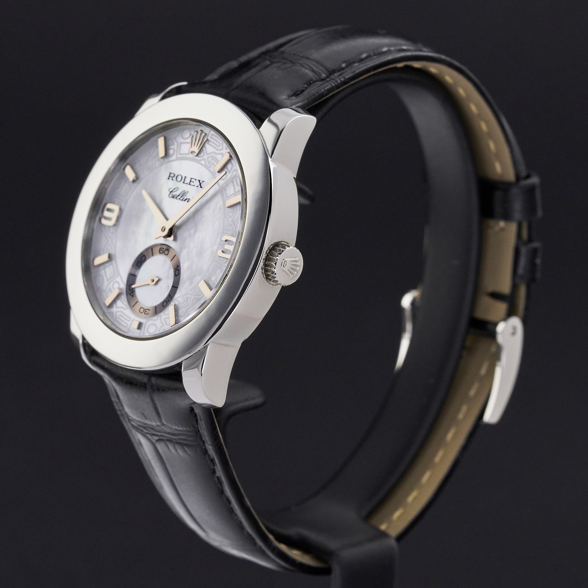 Rolex Cellini Cellinium, 5240, 35mm, 2005, Platinum, MOP Arabic dial, Fullset, 1y warranty