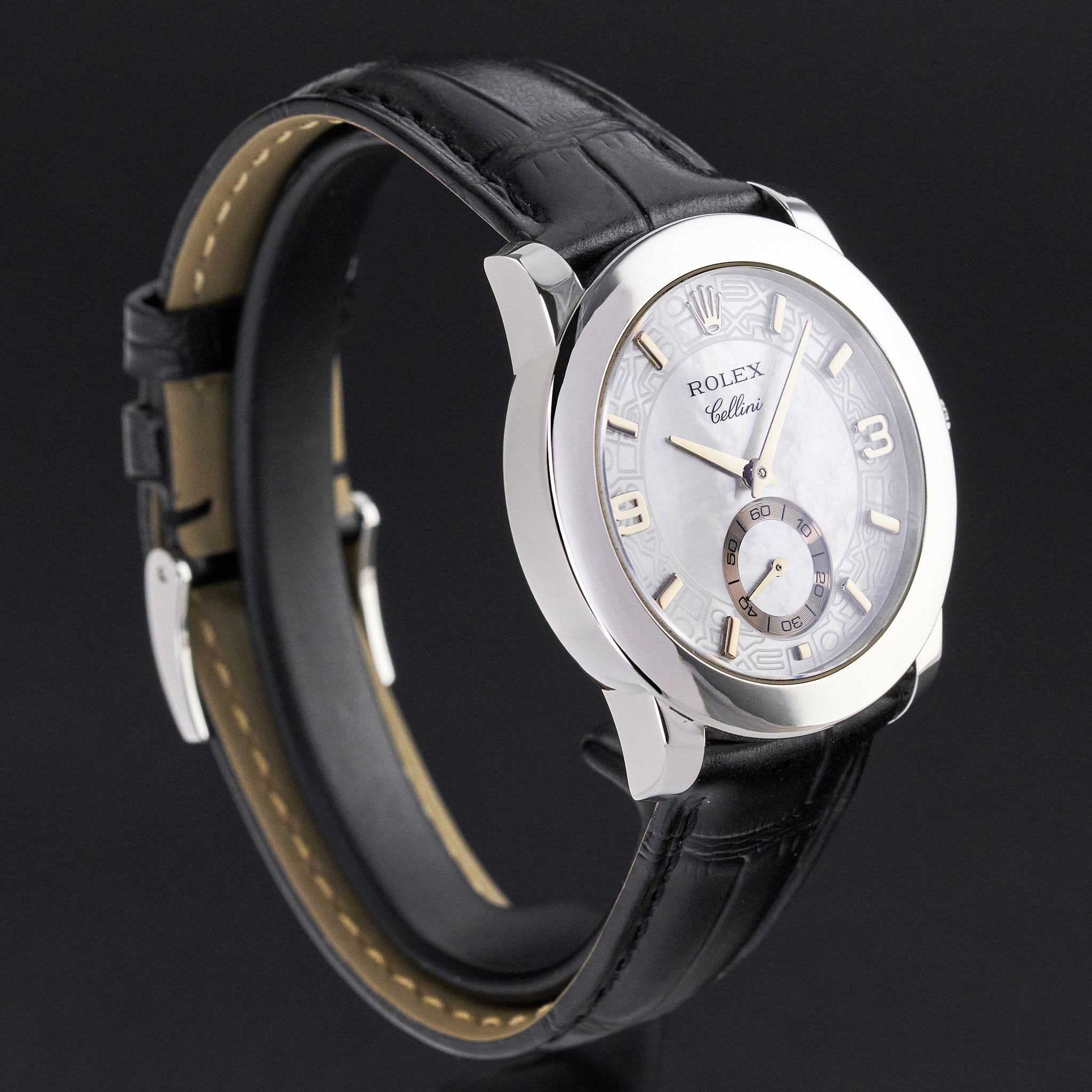Rolex Cellini Cellinium, 5240, 35mm, 2005, Platinum, MOP Arabic dial, Fullset, 1y warranty