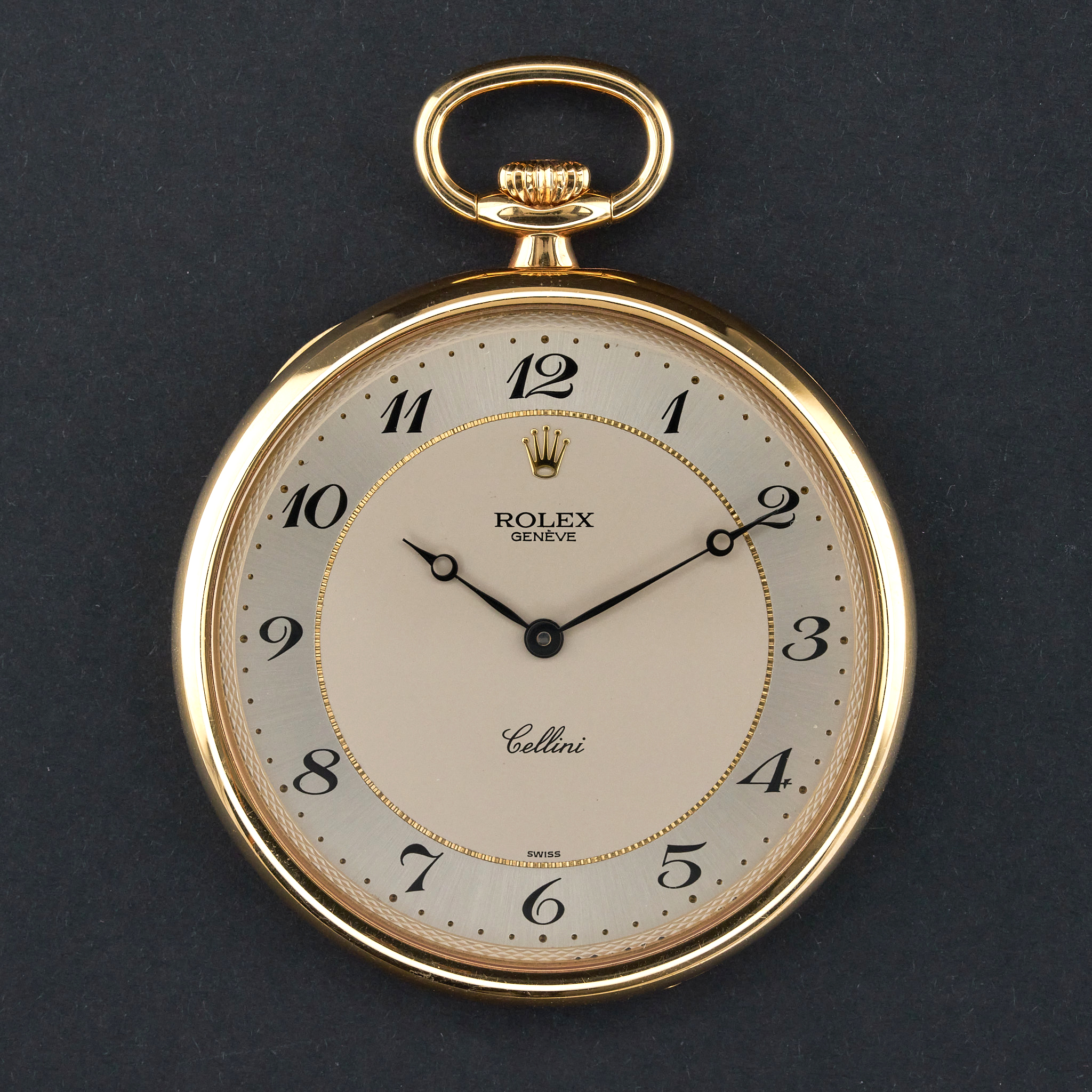 Rolex Cellini Pocket Watch, 3761, 48mm, 1995, Yellow gold, Silver Arabic dial, Fullset, 1y warranty