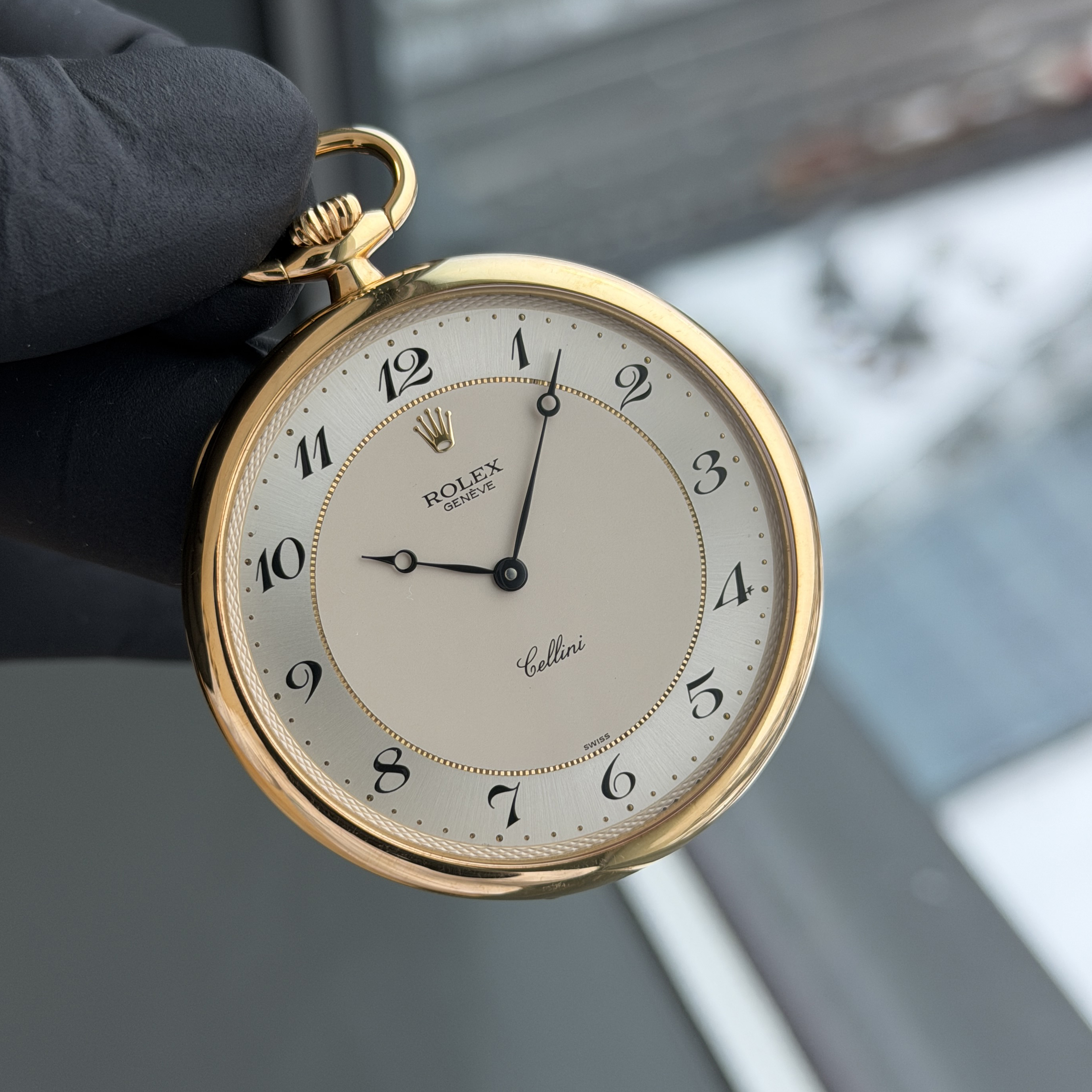 Rolex Cellini Pocket Watch, 3761, 48mm, 1995, Yellow gold, Silver Arabic dial, Fullset, 1y warranty